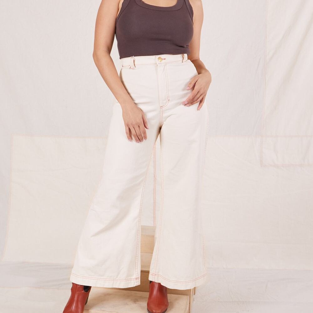 Big Bud Press Denim Jeans Womens 28 Wide Leg‎ Bell Bottom Off White Pants